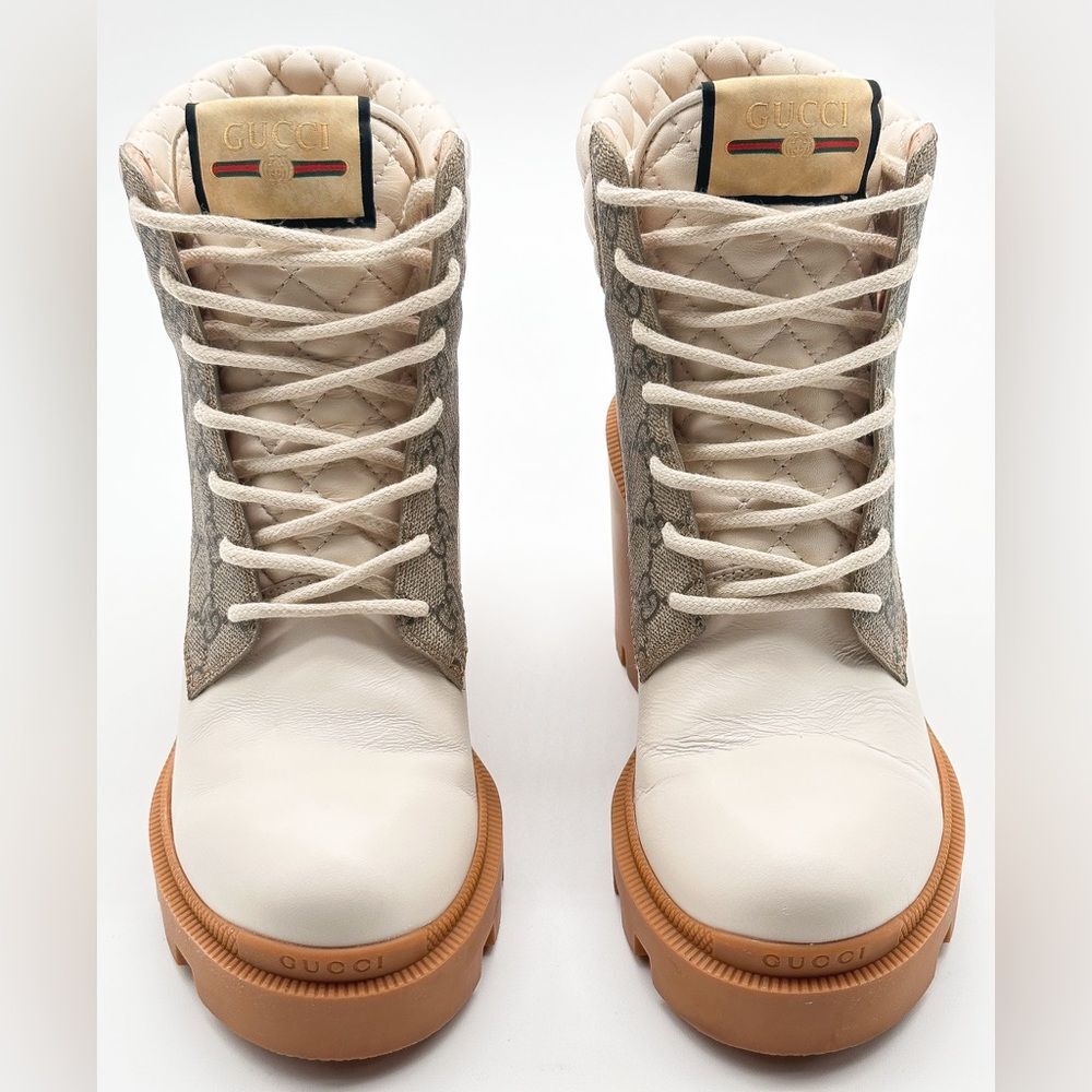 Gucci Cream and Tan Heeled Boots - Picture 2 of 14